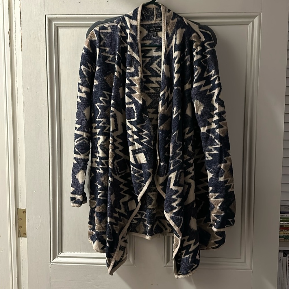 Lucky Brand Southwestern print Open front cardigan sweater